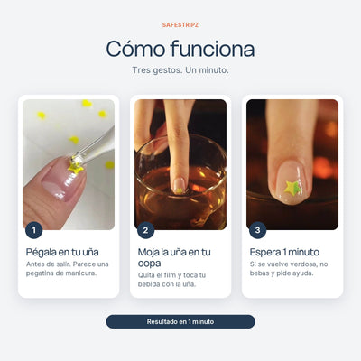 Cómo funciona: pégala, moja la uña y espera 1 minuto